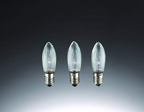 Hellum 919257 Ersatz-Riffelkerze für Lichterketten mit 15+16 Brennstellen/Innen- und Außenbeleuchtung/warmweiß/klar / E10 Sockel / 15 V / 2,5 W / 3 Stück