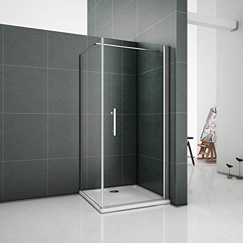 Box doccia angolare porta 90cm parete fissa 80cm alto 195cm, piatto doccia 90x80cm, barra stabilizzatrice 140cm tagliabile