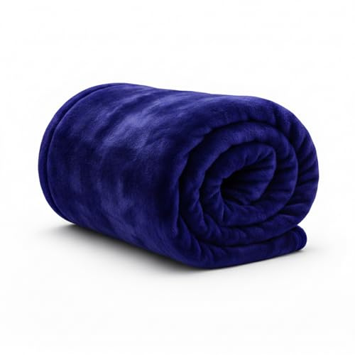 Rohi Royal Blue Throw Blanket King Size 200x240cm | Super Soft & Warm Plush Fleece Throws For Sofas | Fluffy Blanket for Bed & Couch | Versatile & Lightweight Fleece Blanket for Adults