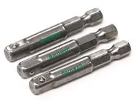 Barnwell Pack of 3 Socket Adaptors 1/4 Square Drive to 1/4 Hex Hexagon Drill Driver
