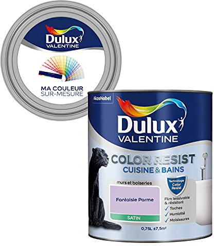 Ma Couleur Sur-Mesure par Dulux Valentine – Peinture Intérieure Murs, Plafonds, Boiseries - Palette expressive, Cuisine & Bain Satin, Fantaisie Parme, 0,75 L