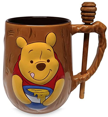 Disney Parks Exclusive – Mug à café en céramique – Winnie l'ourson sculpté avec mélangeur à miel