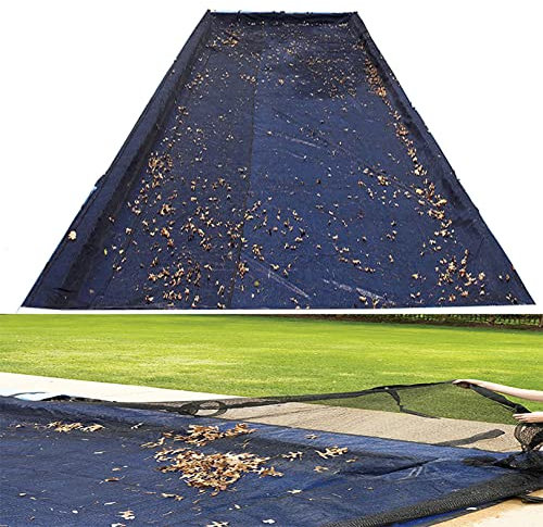 Reti raccogli-foglie per piscine interrate, copertura invernale rettangolare nera per piscine interrate, adatta a piscine rettangolari da 20 x 40 cm, tiene lontane le foglie dalla piscina (dimension