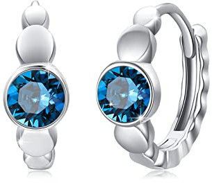 Zirkonia Creolen Ohrringe 925 Sterling Silber Klein Geburtsstein Ohrringe mit Zirkonia birthstone Hinged Klapp Creolen für Damen Kinder 10 mm