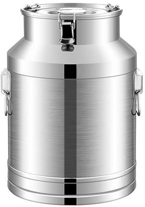 Kleine Kapazität 201 Edelstahl Milchkanne, Bauernhof Milchtransportfass Wasserkrug Eis Eimer Weineimer Tragebehälter Mit Versiegeltem Deckel Flüssigkeit Lagerung Container,7L
