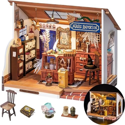 Rolife DIY Miniature House Magisches Imperium Miniatur Haus Bausatz Selber Bauen mit LED Licht 3D Holzpuzzle Modellbausatz Diorama Modellbau Bastelset für Erwachsene Frauen Kinder DG155