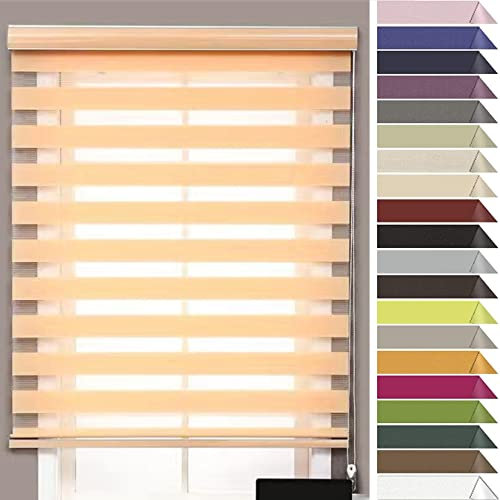 RYNS Seitenzugrollo Verdunklungsrollo 30x200cm Lichtreflektion Lichtundurchlässig Thermorollo Hitzeschutzrollo Verdunklungsvorhang für Fenster/Türen Zebrarollo, Creme Farben
