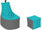 MILLINDABAG Modern Sitzsack für Kinder und Erwachsene Sessel Kissen In & Outdoor Gaminggeignet & bereits gefüllt Sitzkissen Bodenkissen (Anthrazit - Türkis, XXL - Durchmesser 78 cm mit Hocker)