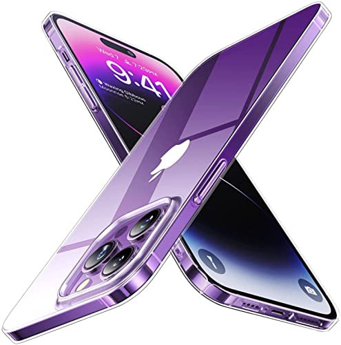 TORRAS Ultra Dünn für iPhone 14 Pro Max Hülle (mit 2 * 9H Schutzglas) Samtiger Griff (Niemals gelb) Unzerbrechlich Schutz Handyhülle iPhone 14 Pro Max Case Elegantes Aussehen Slim Transparent