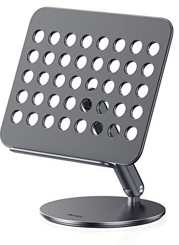 BENKS iPad Ständer Verstellbar Mit 360° Drehbarer Basis - Aluminium Tablet Halterung für 2024 iPad Pro(M4), Air(M2), Mini, Samsung Galaxy Tab - 4.7-13 Zoll (Anthrazit)