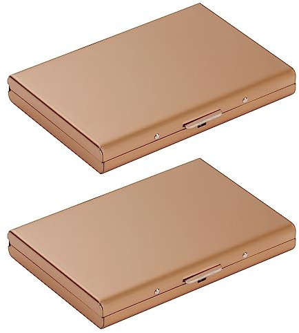 Vicloon Porta Carte di Credito, 2 Pezzi Porta Carte Acciaio Anti RFID e NFC in Acciaio Inossidabile, Eleganti Portafogli da Viaggio, Carta d'identità, Assicurazione, Debito, per Uomo e Donna, Oro Rosa
