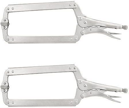 2 Pack 18 Inch C Clamp Locking Pliers,Locking C Clamp, Adjustable Nickel Plated C Pliers For Wood Working, Welding, Electrician Maintenance and more, by GENHAKON