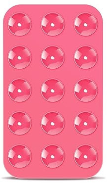 BOXOB Soporte de Succión del Teléfono, Ventosa de Doble Cara Multipropósito Soporte de Ventosa para Teléfono Rectangular para Automóvil Alfombrilla con Ventosa Mini para Teléfonos (Rosa Roja)
