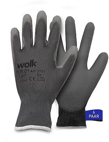 wolk Arbeitshandschuh - Größe: 9 - Anzahl: 6 Paar - PU Beschichtung - Feinstrickhandschuh - Farbe: Grau - Schutzhandschuh - Montagehandschuh