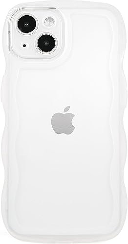 Arseaiy Coque pour iPhone 6S & 6 - Cadre en forme de vague kawaii - En silicone TPU souple - Résistante aux chocs - Pour femmes et filles - 4,7 pouces - Transparent