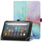 HoYiXi Universelle Hülle für 7-8 Zoll Tablette Fire HD 8 2020/2022 & Fire HD 8 Plus 2020/2022 mit Ständer Folio und Handschlaufe Schutzhülle für 7-8 Samsung Lenovo Android Tablette - Blau Marmor