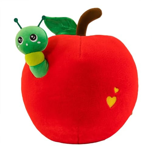 TROYSINC Plüschtier Obst Plüsch Kissen, Obst Kissen Kuscheltier Apfel Kaki Mangkhut Kissen Geschenk Für Kinder/Erwachsene (Rot Apfel,35cm)