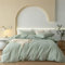 Housse de Couette Coton 220x240cm Vert Clair Coton Parure de Lit Adulte 2 Personnes Plus Doux et Plus Confortable Linge de Lit 2 Taie d'oreiller 65x65 avec Fermeture Eclair