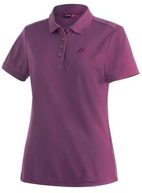 Maier Sports Ulrike, Damen Poloshirt, Leichtes Piqué-Funktionspoloshirt für Wandern und Freizeit, dryprotec Technologie, Atmungsaktiv, NFC-Chip für einfaches Recycling, Violett, 36