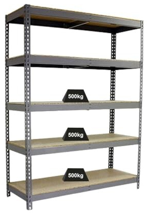 PROREGAL Schwerlastregal Giant Wood YETI Five | HxBxT 250x120x75cm | Fachlast 400kg | Verzinkt | Regal Standregal Werkstattregal Lagerregal Kellerregal