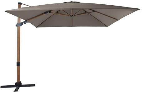 AXI Apollo Premium Ampelschirm Rechteakig 300x300 cm in Holz Look/Taupe | Sonnenschirm für Garten/Terrasse mit Aluminium Rahmen | Inkl. Kreuzfuß & Schutzhülle | Kippbar & 360° drehbar