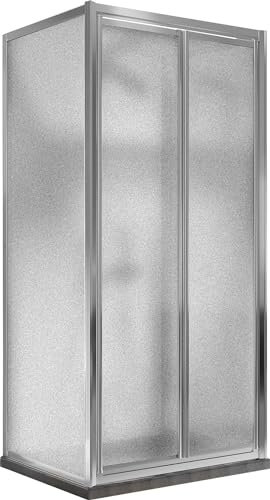 Box Doccia 3 lati 80x100x80 cm 2 Ante Battenti in Cristallo Opaco 4-6mm H198 Maribo Trio