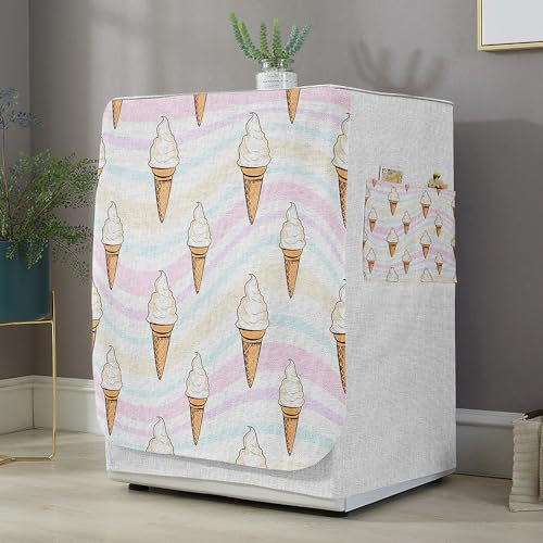 Highdi Housse de Protection pour Machine à Laver, Chargement Frontal Housse La Poussière avec Ouverture Frontale pour Linge Domestique (Capacité L 10.5~12KG,Glace 1)