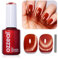Ozzeal Cat Eye UV Gel Nagellack, 15ML Koralle Orange Crystal Magnetischer Katzenauge UV Nagellack Frühling Sommer Glitter Gel Nagellack Holographisch Shimmer Gel Nail Polish Soak Off UV Led