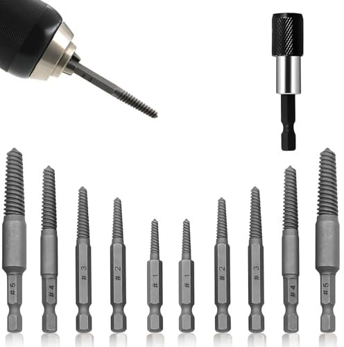 LFCFBH 11Pcs Damaged Screw Extractor Set, 1/4 Studs Bolt Extractor Bit for Damaged Broken Screws, Pipes