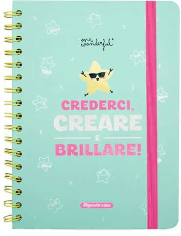 Mr. Wonderful Agenda Wonder 2025 Settimanale - Crederci, creare... e brillare! - Include 8 Fogli di Adesivi e Blocchetti di Note Adesive