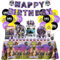 80PCS Ensemble Vaisselle Fête Kit Fortnit-e, Decoration Anniversaire avec Assiette Nappe Ballon Bannière d'Anniversaire, Kit de Fête Anniversaire pour 10 Invités