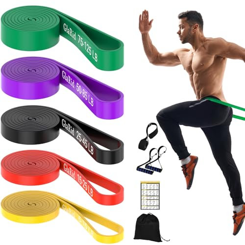 GlaRid Fitnessbänder Widerstandsbänder, Resistance Bands Widerstandsband Set mit Türanker Griffen, 5 Fitnessband für Stretching, Yoga, Training