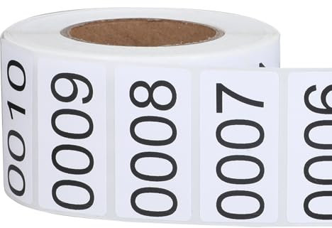 Etichette numerate consecutivamente per la gestione delle scorte, 3,8 x 2,9 cm, autoadesive in vinile con numeri di inventario, adesivi con numeri consecutivi, per interni ed esterni, da 0001 a 1000