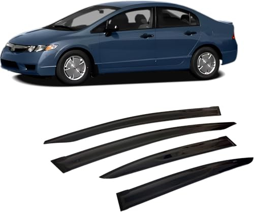 CarJoy Windabweiser Luftabweiser Regenabweiser Seitenfensterabweiser 4 Stück Kompatibel mit Honda Civic Stufenheck 2011-2016 Autofenster Regenschutz Regenabweiser Anklebbare Deflektoren