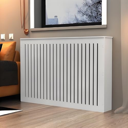 Cubre Radiador Estante, Diseño Moderno Estante Para Radiador Vertical, Decorativas Para Calentador Watersplitter, Fuerte Transpirabilidad,múltiples Orificios De Ventilación En La Parte Superior(White-