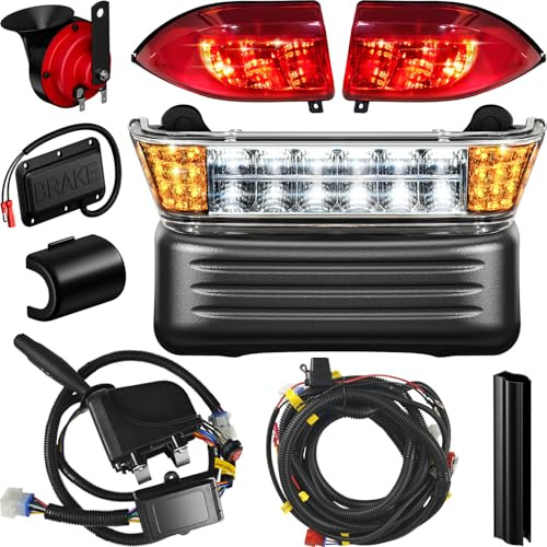 IOOBLBEI Deluxe Golf Cart LED Light Kit for Precedent 2004-Up Electric Models, 12V Street Legal Club Car Precedent Light Kit with Headlight Taillight Turn Signal Hazard Light Switch Horn Brake Pad