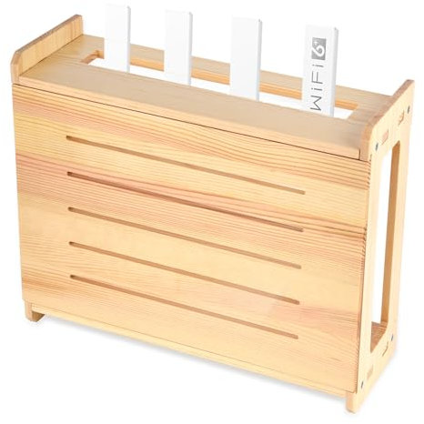 YiePhiot WiFi Router Storage Box, Router Box Hider, Router Shelf Projector, Wooden Router Shelf Wall Mount Wireless WiFi Router Storage Boxs Used for Router Storages Wire Organization