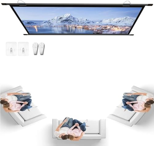 Hoiweqr Projector Screen, 30 40 50 60 72 Projector Screen Manual Pull Down, 4K HD Retractable Movie Screen, 4:3/16:9 Portable Projection Screen For Home Theater Camping(Black 16:9,40in)