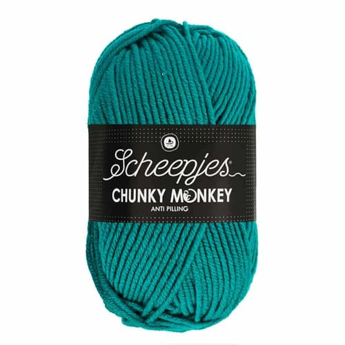 Scheepjes Chunky Monkey Aran Weight Yarn | 100g Ball | Anti-Pilling Acrylic | Soft & Hypoallergenic for Knitting and Crochet Blankets, Toys & Garments (2015 Ocean)
