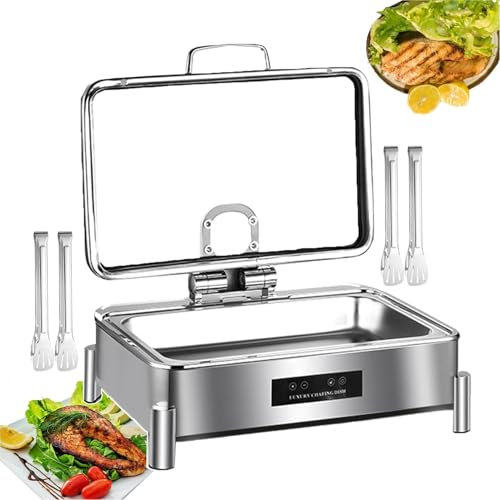 AFLEPCBRQ Electric Chafing Dish Warming Pot with 4 Food Clip for Outdoor Dining Picnic/Buffet Heater Food Steam Table with Stainless Steel Tray and Stove Rack for Restaurant Canteen,1-grid