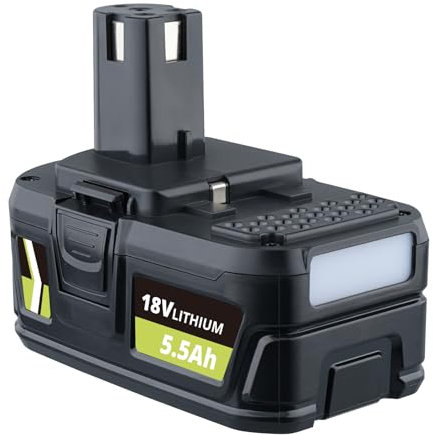 P108 5.5Ah Li-Ion Battery Replacement for Ryobi 18V P107 P105 P104 P103 P102 RB18L50 RB18L40 RB18L25 Cordless Power Tools with LED Battery Indicator