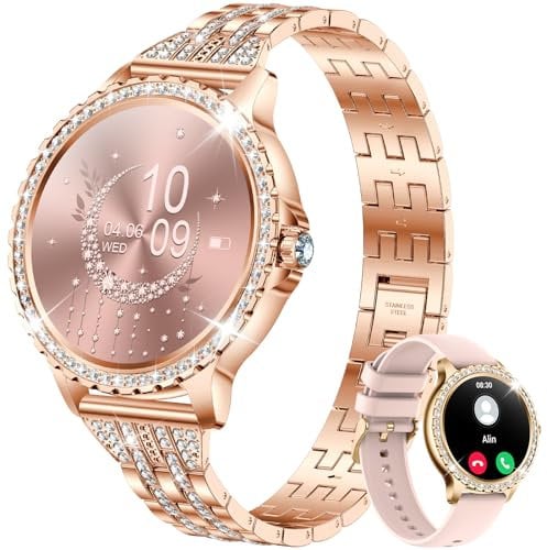 CIVO Montre Connectée Femme Sport: Acier Inoxydable Etanche Fitness Or Rose - Appel Bluetooth Smartwatch Fille Compatible Android iOS Cadeau
