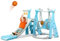 Arkyomi toboganes Infantiles Exterior/Interior Juegos 3 in 1 tobogán y Columpio y Canasta Baloncesto niños 1 2 3 4 año(Azul 1)