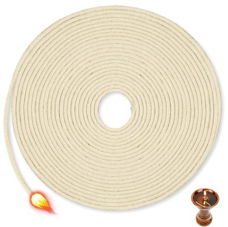 GIDWRIY Lampendocht für öllampen Rund 3 MM,Baumwoll Docht für Petroleumlampen,Ersatzdocht öllampe,Kerzendocht für öllampe,Docht für Spiritusbrenner,Docht für Gartenfackel für DIY, Alkohollampen