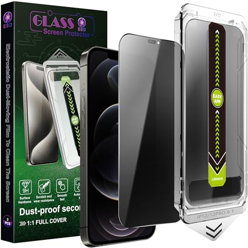 SY SHANGYAN 2-Pack Privacy Anti-Spy Screen Protector for iPhone 12/12 Pro (6.1),9H Tempered Glass,Full Coverage,Anti-Fingerprint,Auto Dust Removal,Bubble-Free,Easy Fit
