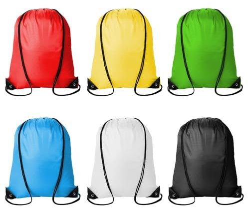 IHLOOTD Turnbeutel Set 6 Stück Drawstring Bag Waterproof Rucksack Beutel mit Kordelzug Sportbeutel Großem Fassungsvermögen DIY Kordelzugbeutel für Kinder, Erwachsener, Sport, Fitness (B)