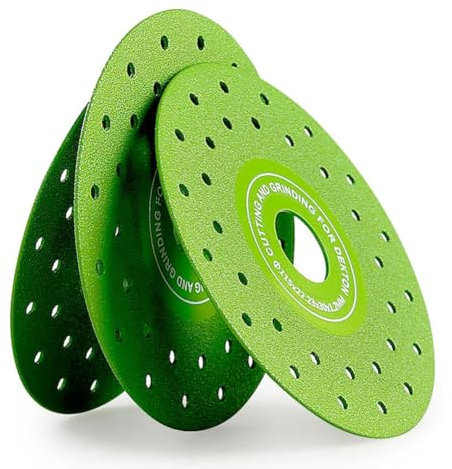 Tebbomp 3PCS 115MM Vacuum Brazed Ultra-Thin Multi-Pore Flat Abrasive Sheet Disc for Porcelain Ceramic Tile Diamond Saw Blade