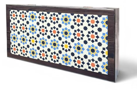 Biggdesign Star Backgammon Set aus MDF, mit Magnetverschluss & Spielsteinen | 16 mm MDF-Korpus, Magnetverschluss, doppellagiger Klarlack, Coex-Cellophan-Spielfläche, Würfel & Spielsteine, Made in Türkiye