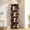 Drehbares Bücherregal 360° Drehregal Standregal, Bücherschrank Massivholz mit 4 Ebenen 16 Fächer Regal, Büroregal Dekoregal Aufbewahrungsregal für Wohnzimmer Schlafzimmer Büro, Vintagebraun