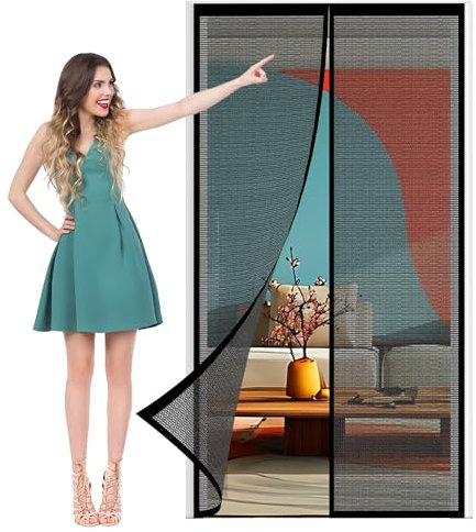 Zanzariera per Porta 72 x 210 cm Senza Foratura Zanzariera Porta Finestra Magnetica per Porte D'Ingresso, Finestra, Nero